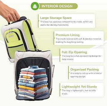 Cabin Suitcase, Ryanair 40x20x25 Cabin Bag Under Seat | Lightweight, Telescopic Handle, Soft Shell Small Carry on Suitcase with Wheels | Travel Luggage, Cabin Case