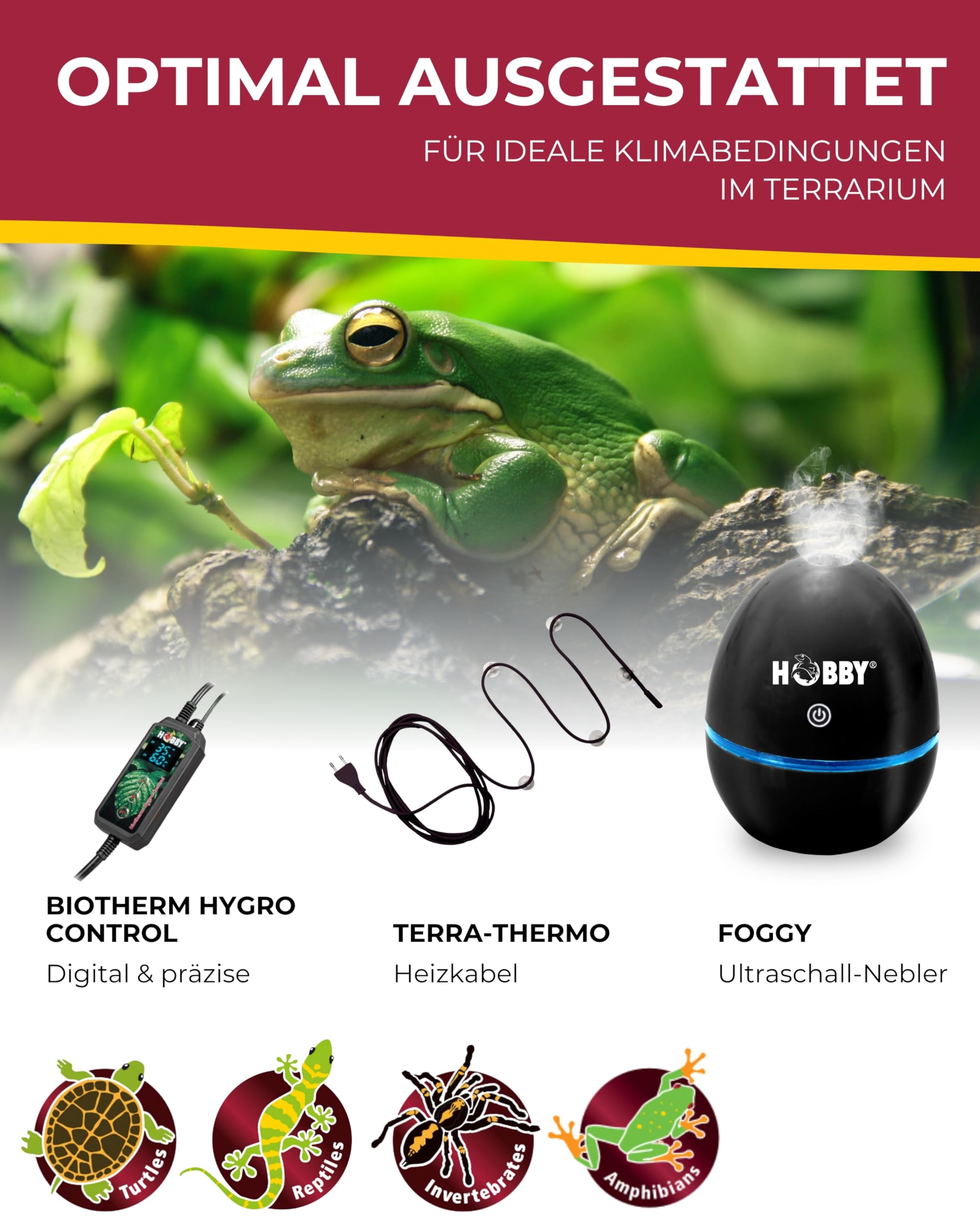 Hobby Terraristik Biotherm Thermo Control I Digitaler Temperaturregler für Terrarien & Aquarien I Präzises Thermostat mit PID-Technologie 5-65°C I Klima-Steuerung für Inkubator & Gewächshaus