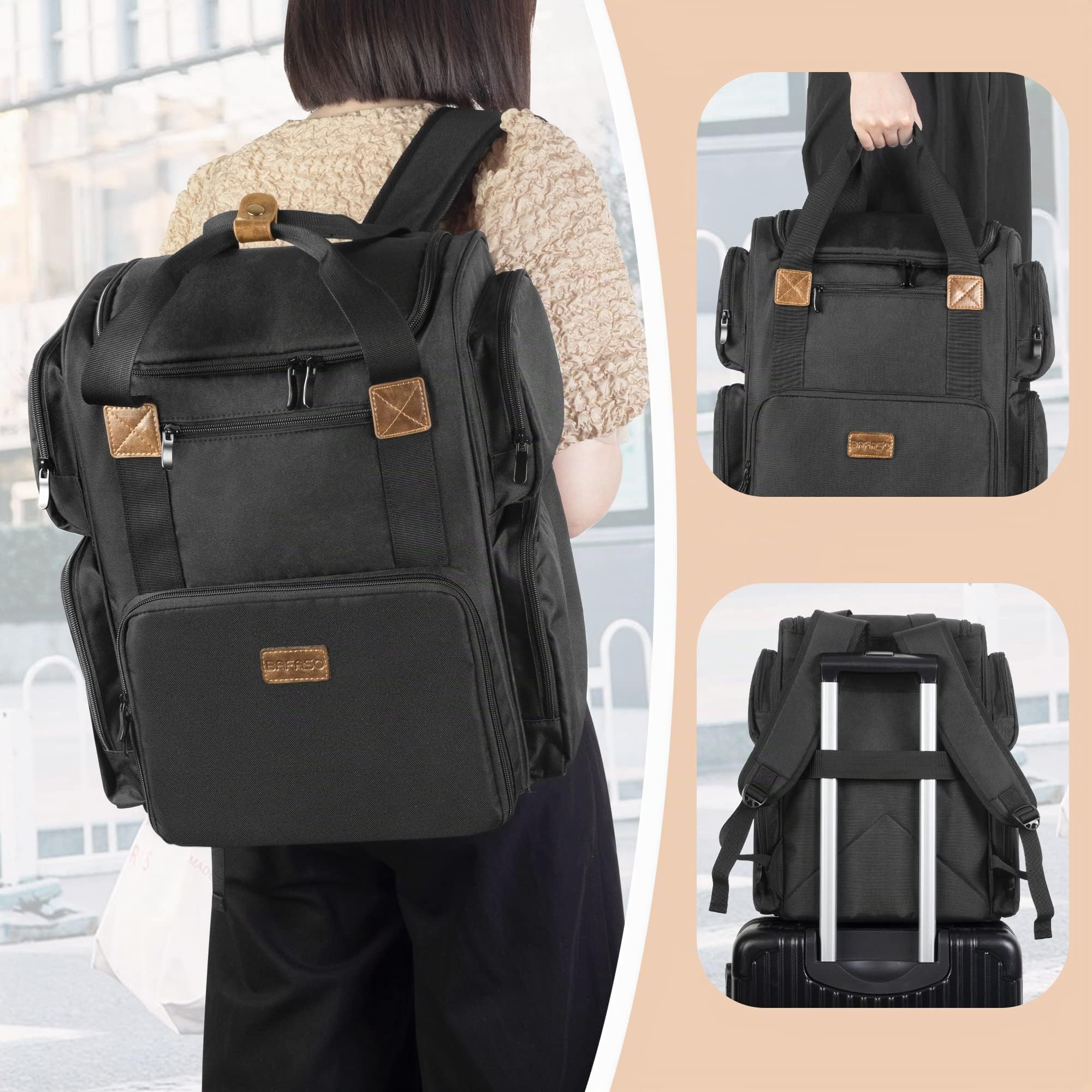 BAFASO Sac à Dos Organiseur de Vernis à Ongles - 70 Bouteilles et Une Lampe | Sac Organisateur de Vernis à Ongles avec 2 Poches Amovibles, Étui pour Vernis à Ongles, Sac Seulement