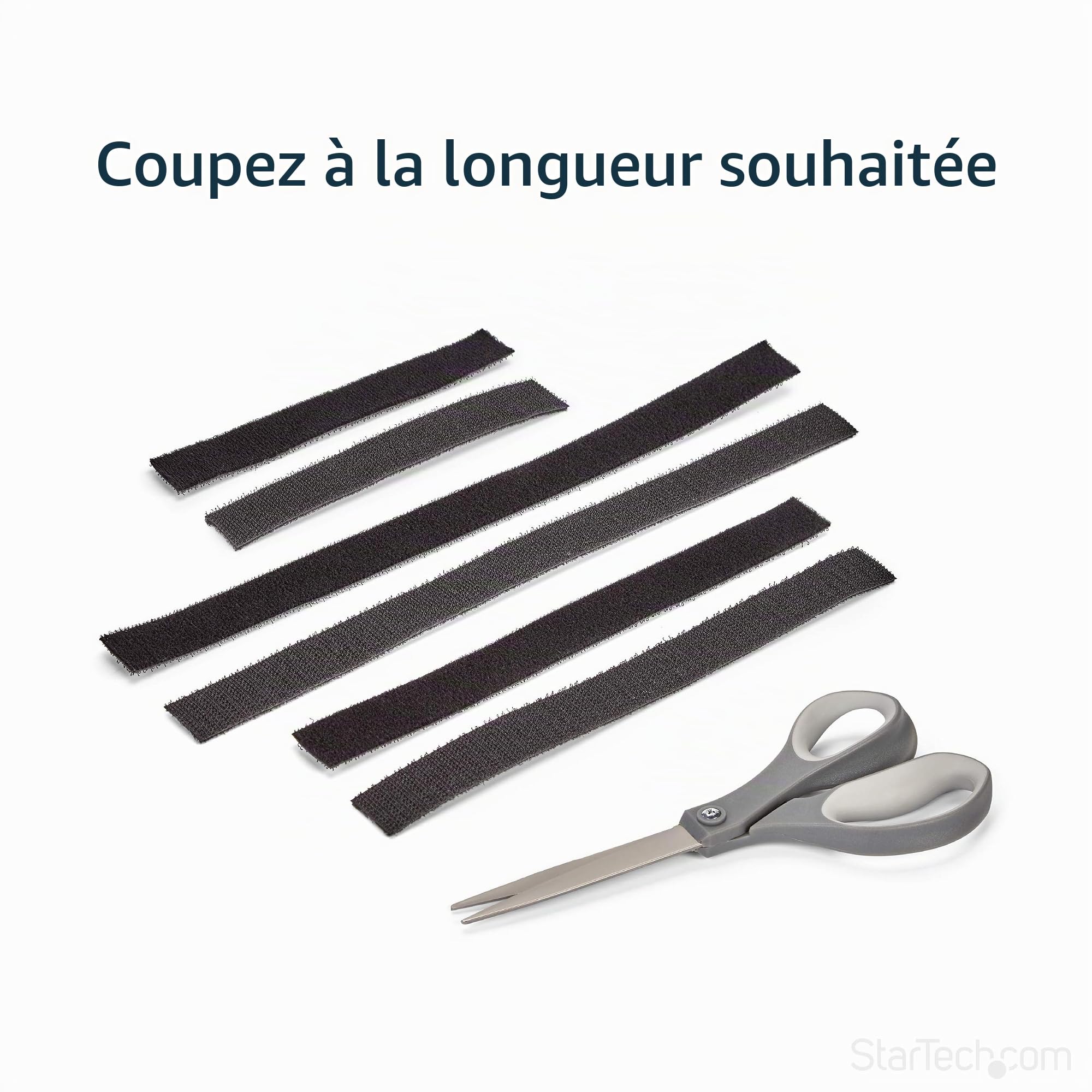 StarTech.com Attaches de câble à boucles auto-agrippantes en vrac - Rouleau de 30,4 m - Sangle pour câbles sur mesure - Noir (HKLP100)