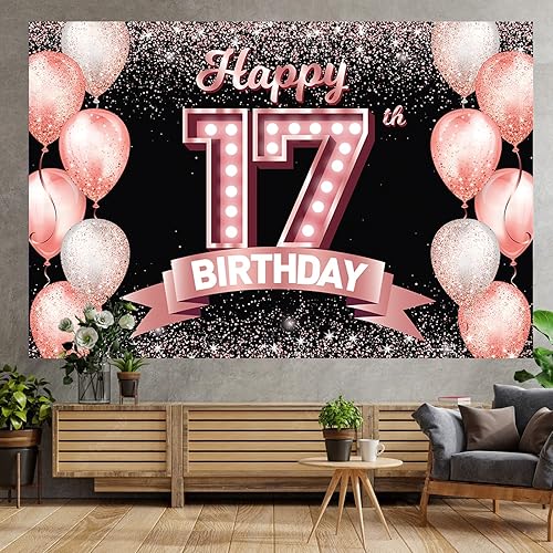 Vista 195 de Happy 21st Birthday Rose Gold Banner Backdrop Cheers to 21 Years Old Confetti Balloons Theme Decor Decorations for Women 21 Years Old Pink Birthday