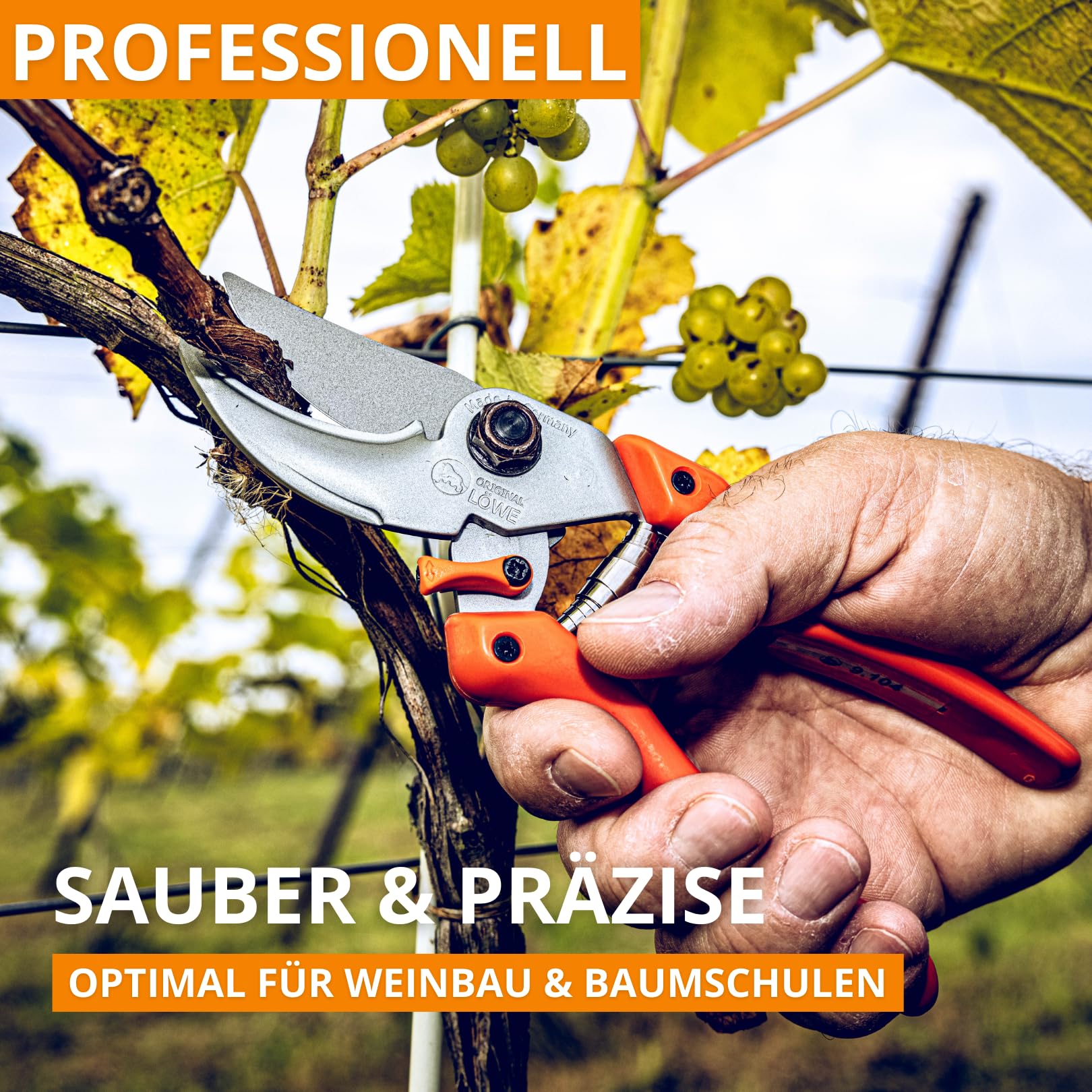 Original LÖWE 9 Bypass Gartenschere 9.104 mit stufenloser Griffweitenverstellung - scharfe Stahlklingen mit Antihaftbeschichtung ideal zum Schneiden von Pflanzen Rosen Schnittblumen