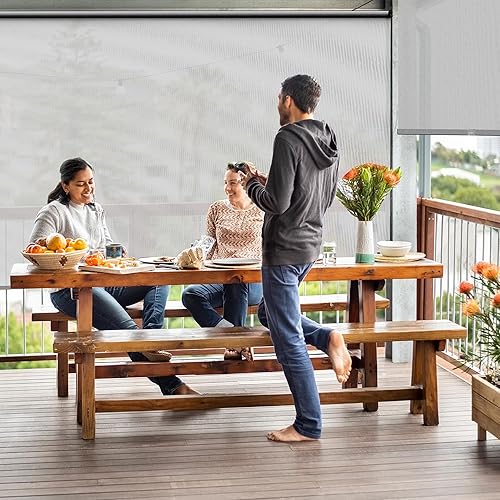 Miniatura 5 de Persianas enrollables para patio y exteriores (6 pies de ancho x 6 pies de alto), materiales mejorados, 95% de bloqueo UV, persianas de patio