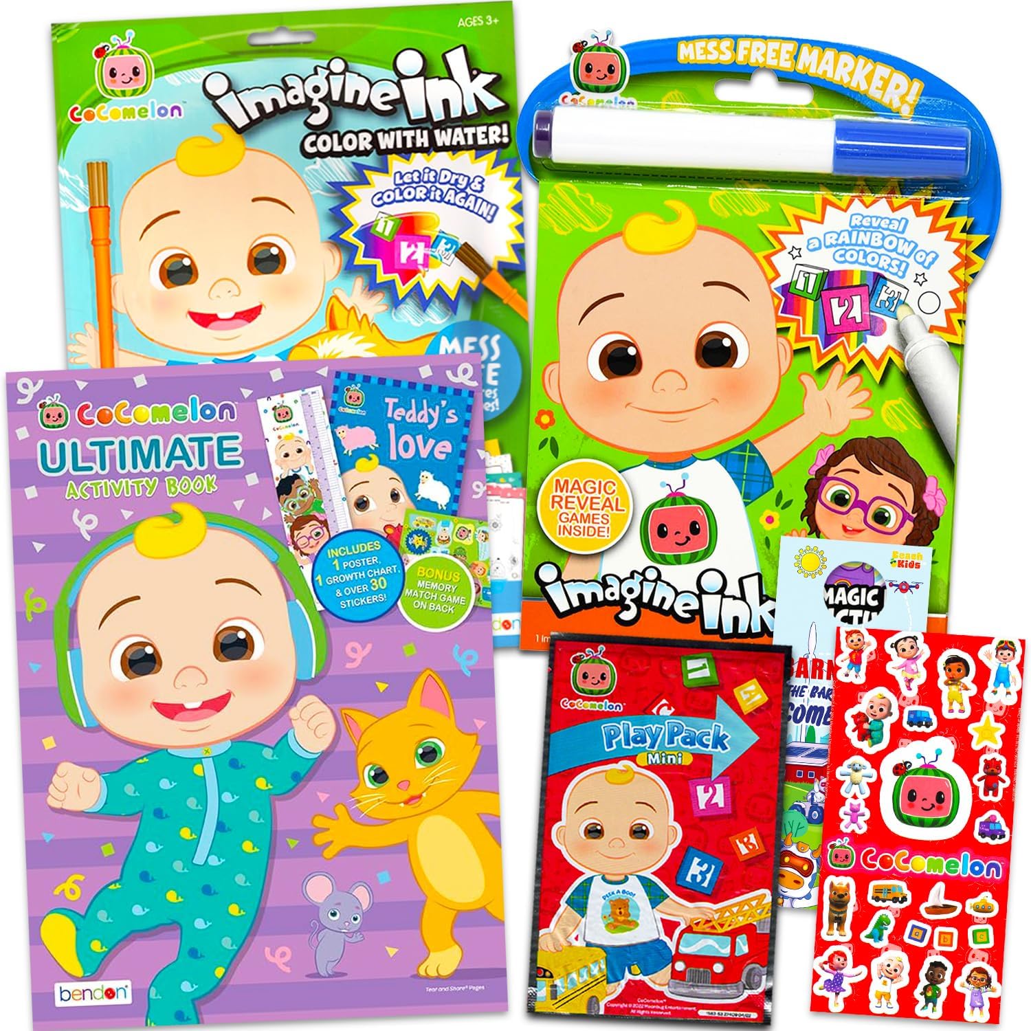 Cocomelon Activity Set for Kids - Bundle with Cocomelon Coloring Book, Imagine Ink, Water Surprise Mess-Free Activity Book, Stickers, More | Ultimate Cocomelon Coloring Set for Boys, Girls