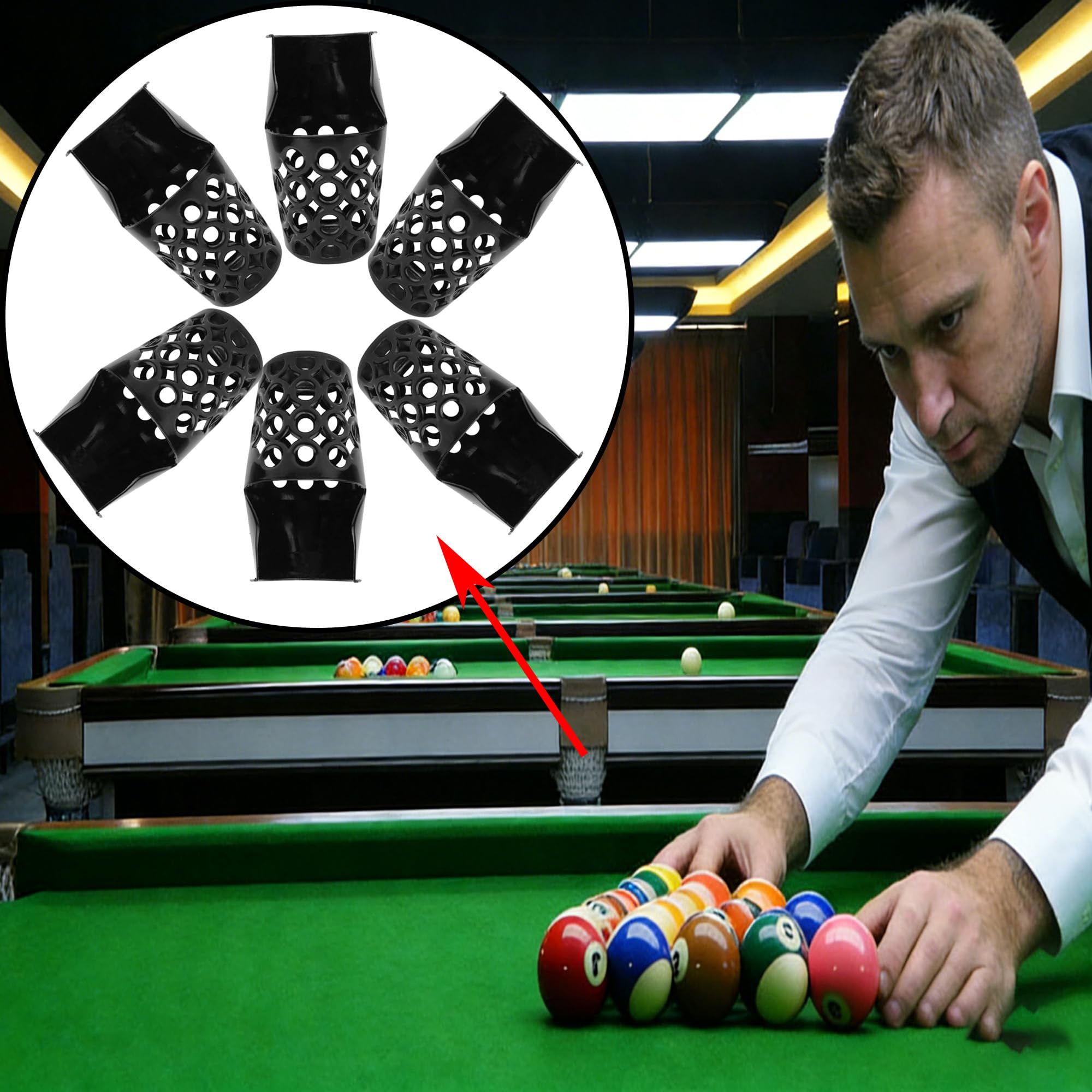 6PCS Pool Table Pockets, Billardtisch Taschen Set, Billardkugel Aufbewahrungstasche, Praktisch Kunststoff Billardtischtaschen Billardnetztasche, Snooker Billardkorb, Billardtisch Zubehör
