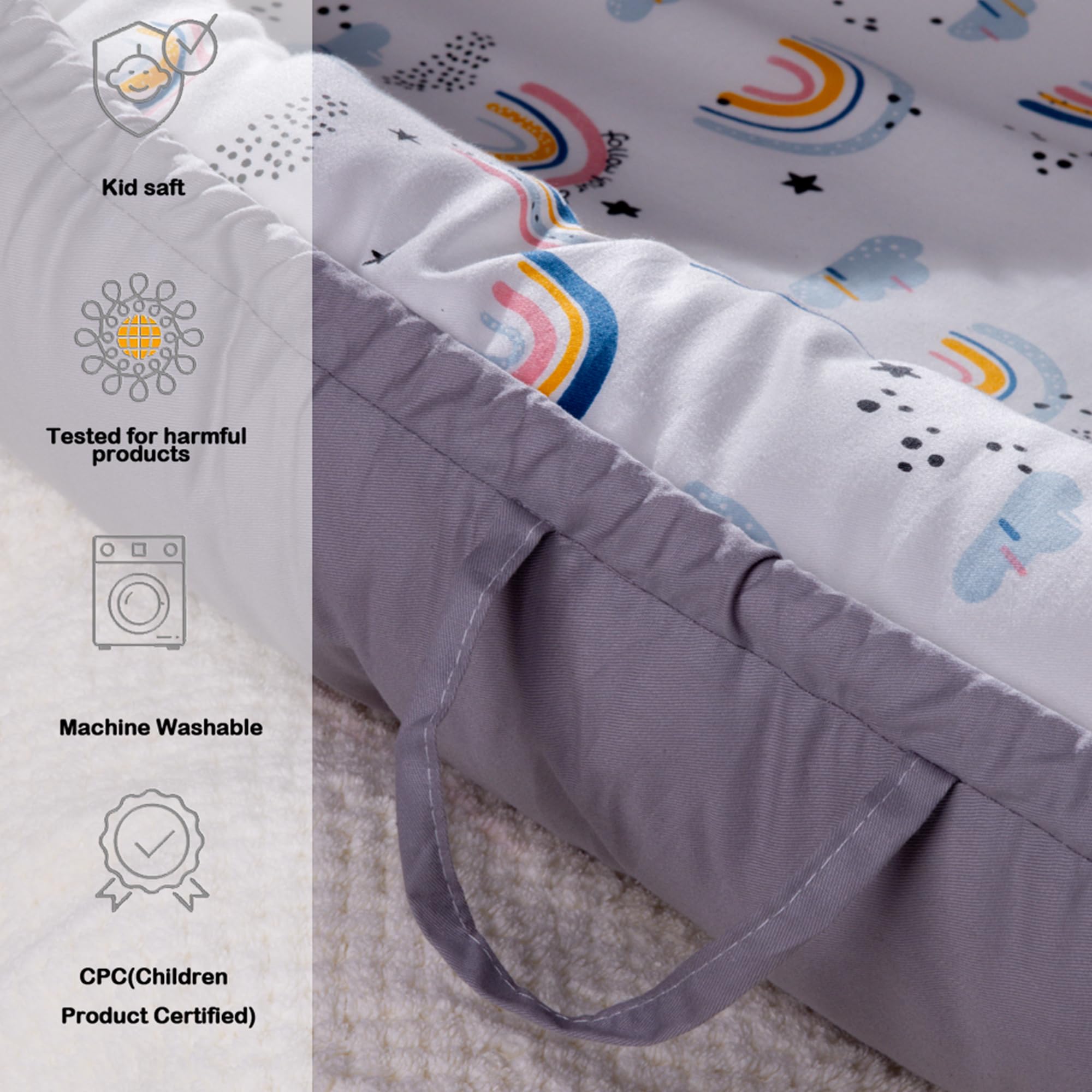 Baby Nest Pod für Neugeborene, Babyliege für 0-12 Monate Jungen Mädchen, 100% Baumwolle Baby Schlafnest, Baby Essentials für Neugeborene, Baby Geschenke (Grau)