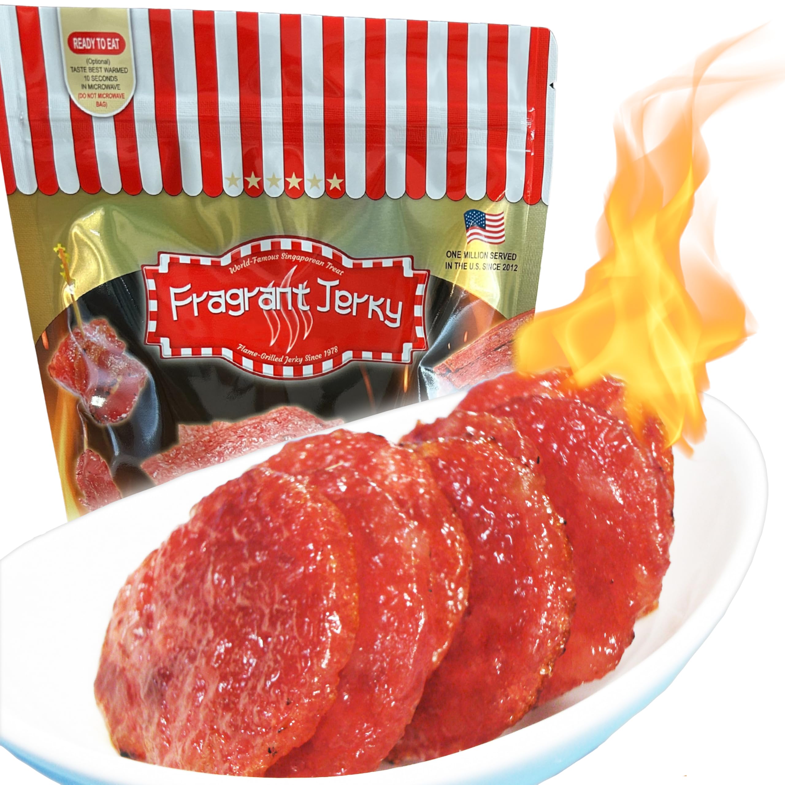 Singapore Street Food, Fire-Grilled Tender Pork Jerky (Original Flavor - Medallion Shaped 4oz) *Fresh Grilled to Order *Shipped the Same Day *L.A. Times "Handmade Gift" Winner