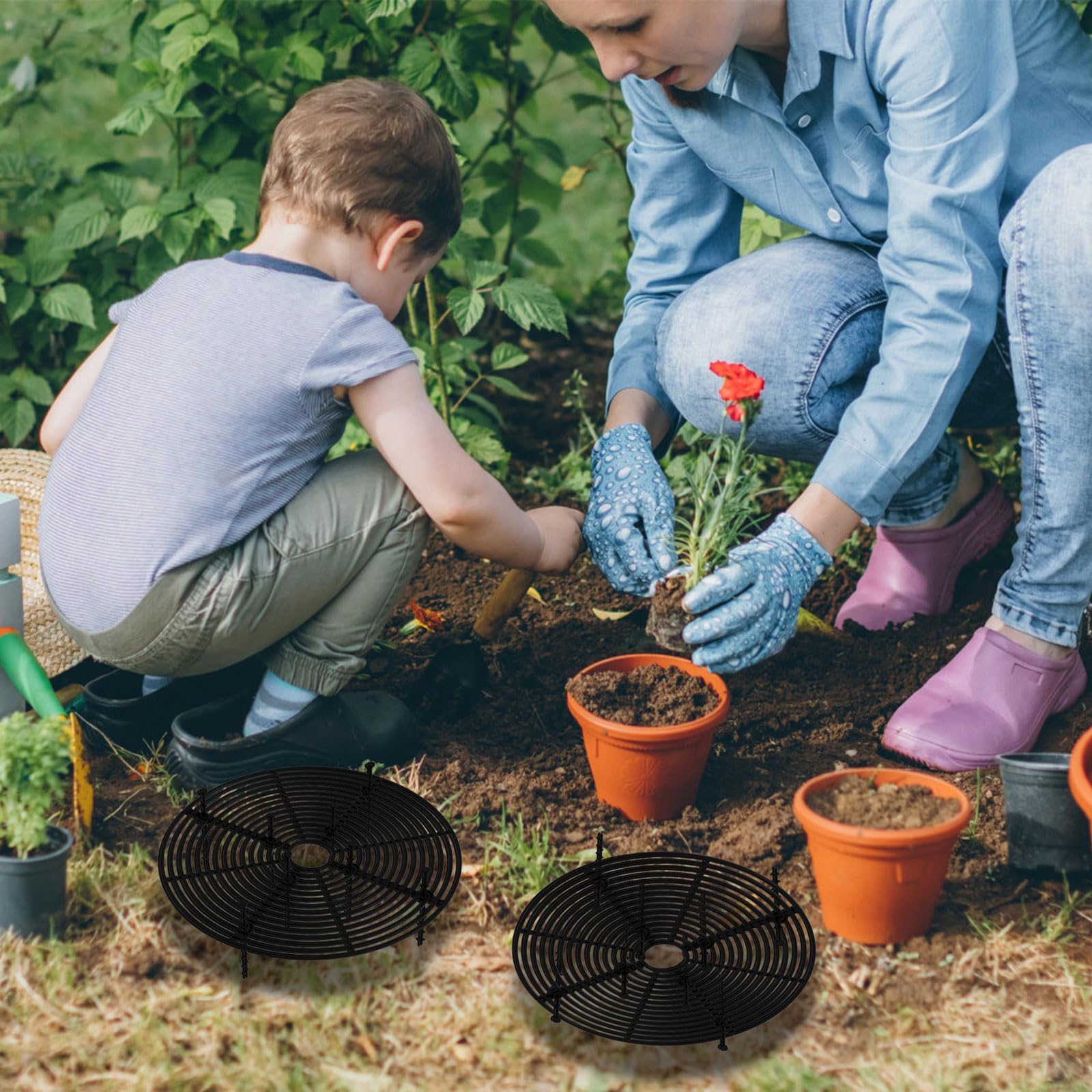 GVSS Grille Protection Plante Chat Rond 30 cm, Protection Plante Chat,Protege Plante Chat,Grille de Protection pour Pot de Plantes avec Boulons en ABS,Protège vos Plantes des Chats et Débris