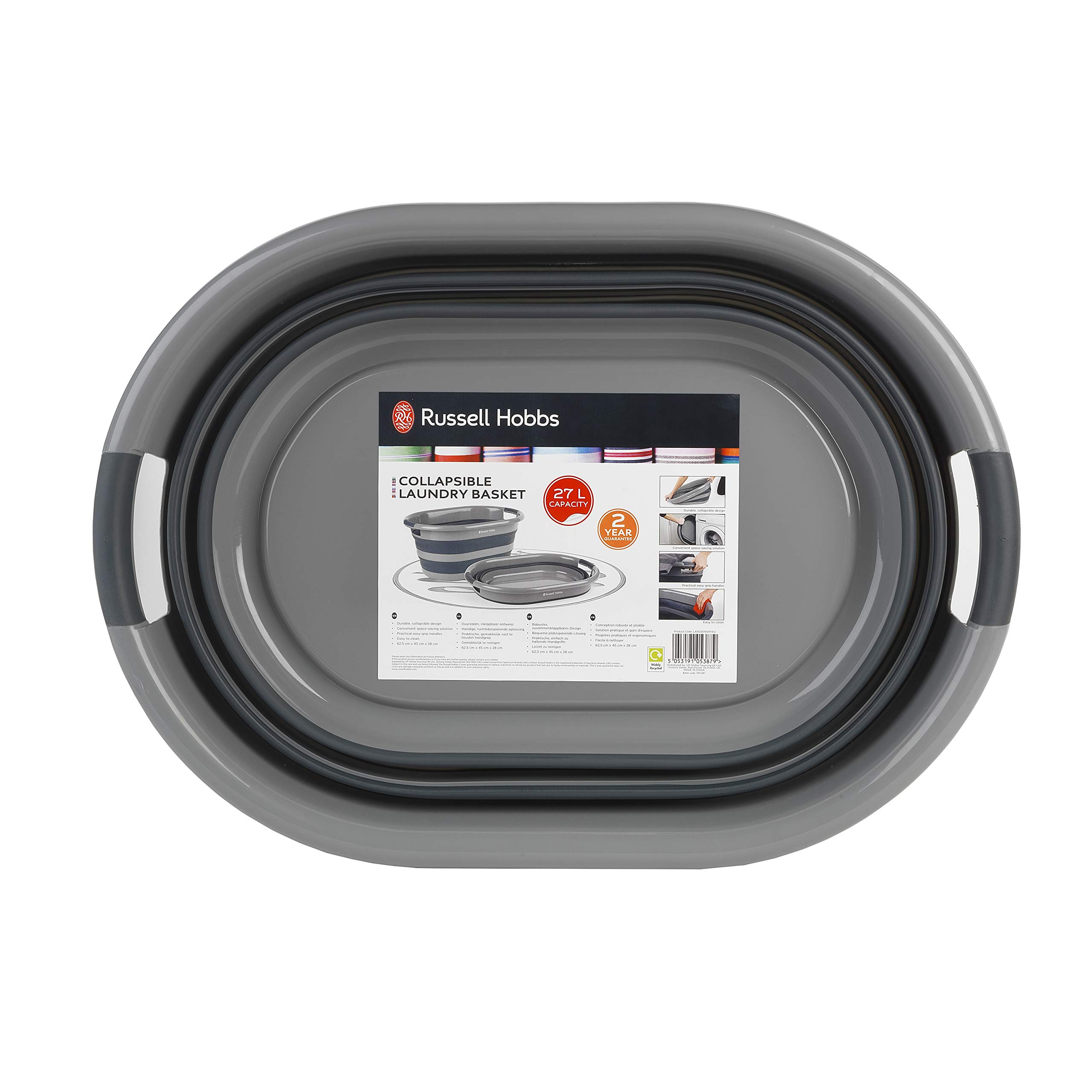 Russell Hobbs Cesta de lavandería plegable 27L silicona/plástico negro/gris