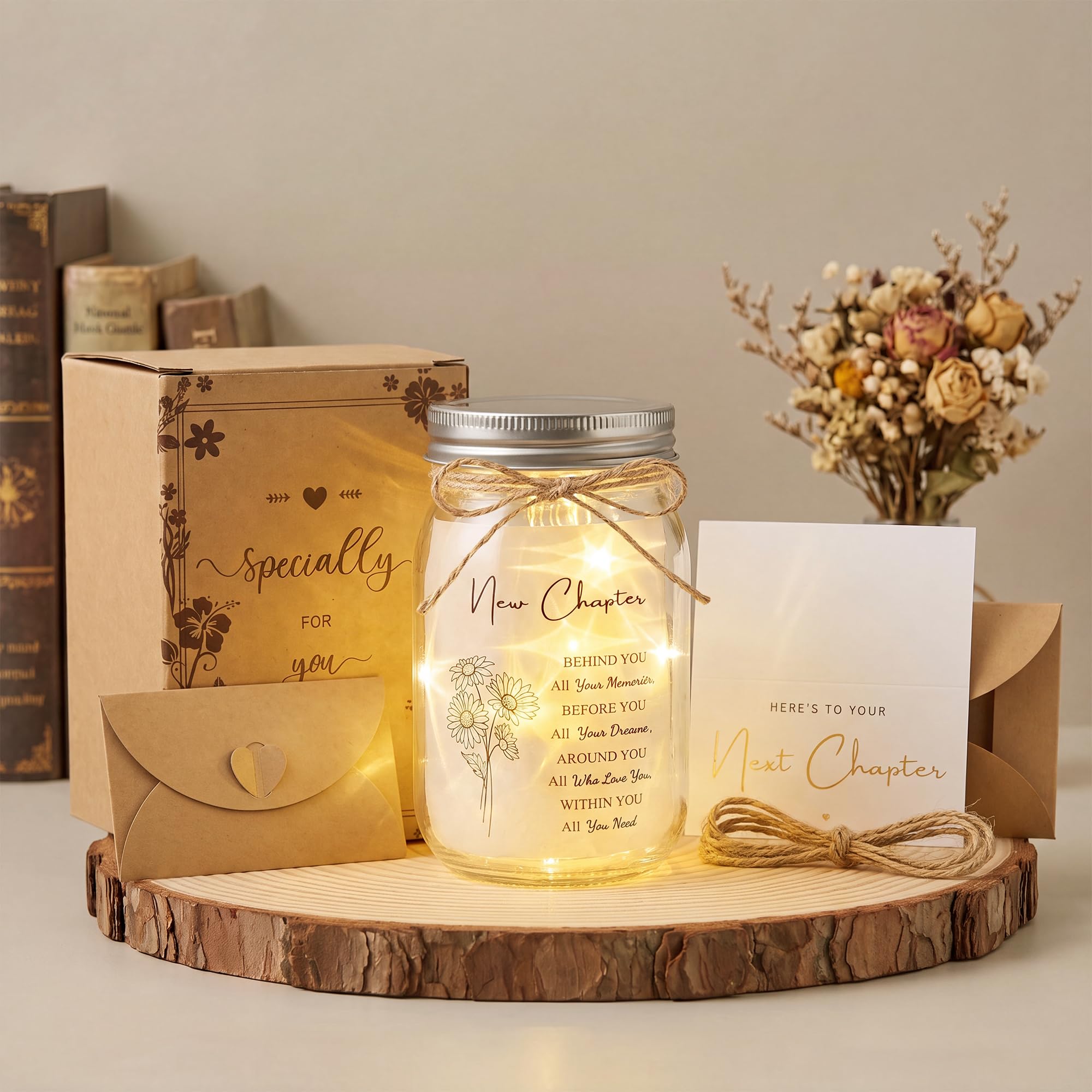 ZenDecor Leaving Gifts for Colleagues Women, LED Bottle Light with Inspirational Message, New Job, Graduation, New Home and Farewell Gift for Her