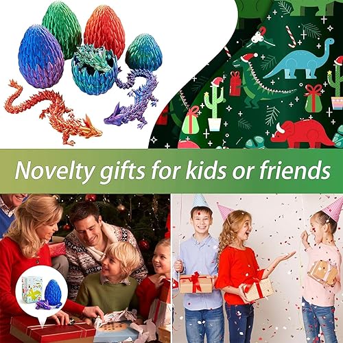 Miniatura 49 de Huevo de dragón impreso en 3D de 15 pulgadas, juguetes de cumpleaños de Navidad, regalo de relleno de calcetines, dragón de cristal articulado