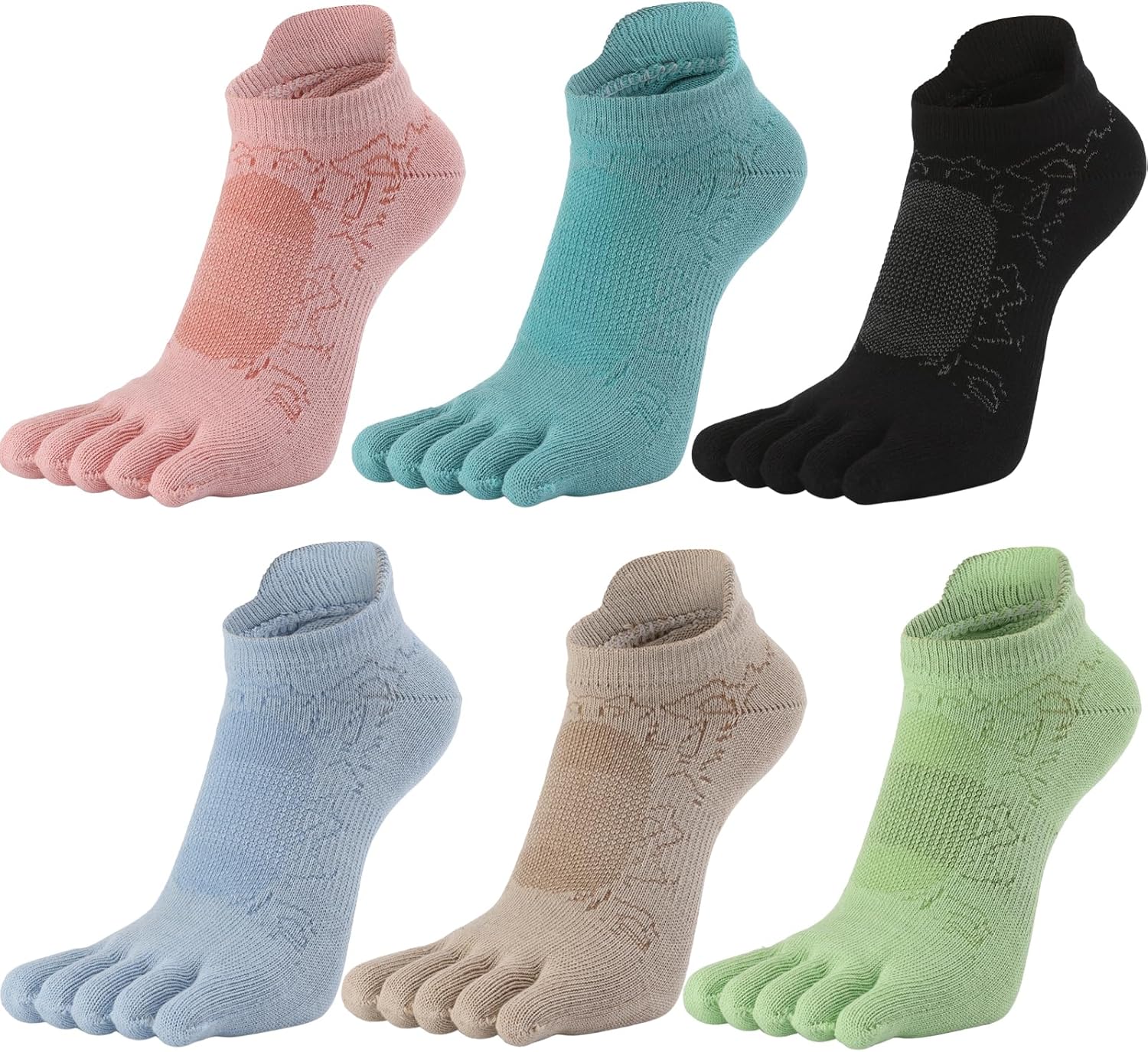 Women's Low Cut Toe Socks Ankle Cotton Running Socks(Pack of 5/6)
