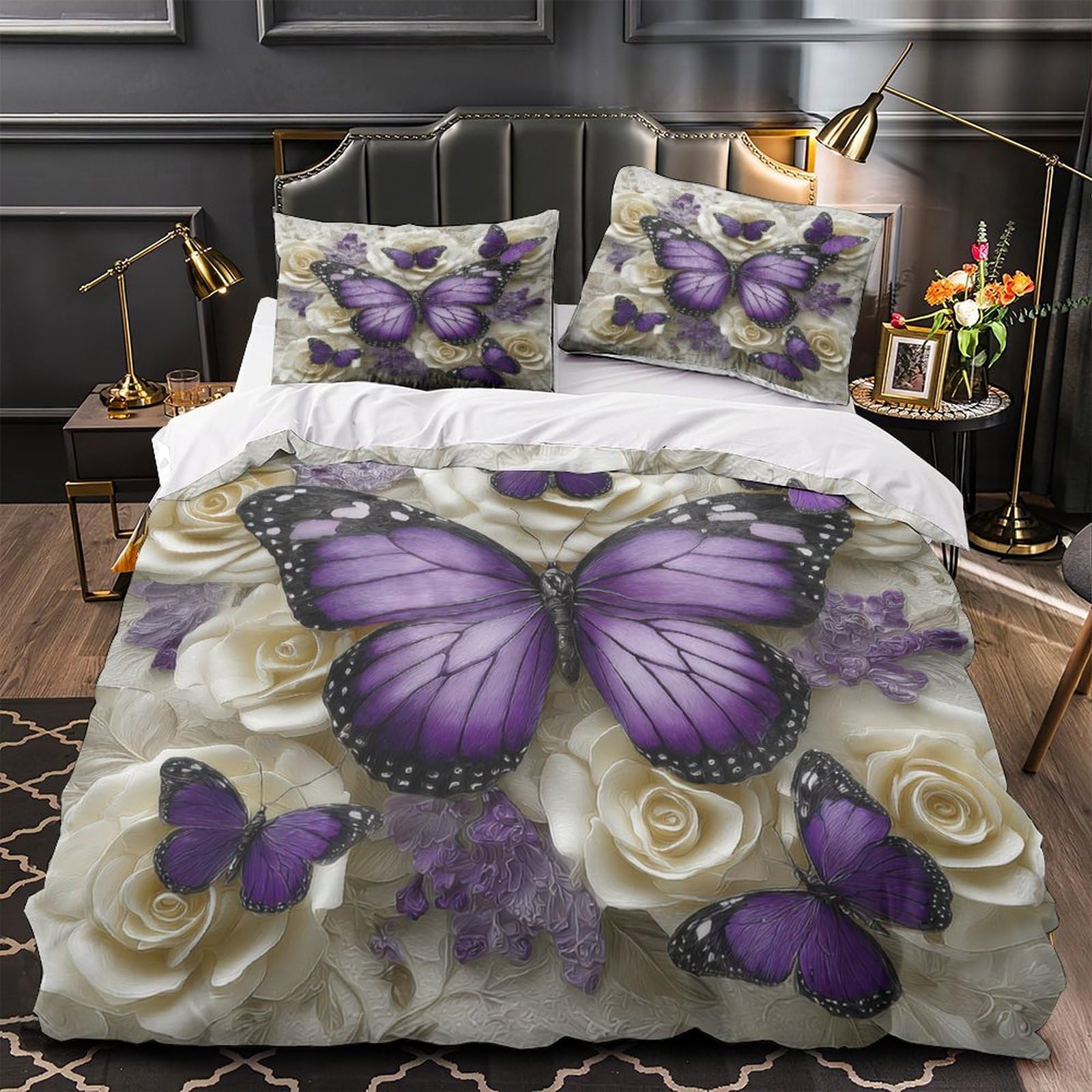 Housse de couette motif ruban pour un lit King sans plis