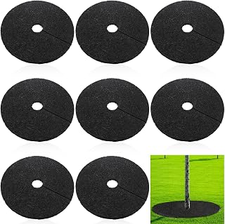 Peryiter 8 Pcs Rubber Mulch Tree Ring Protector Mat Weed Barrier, 30 Inch