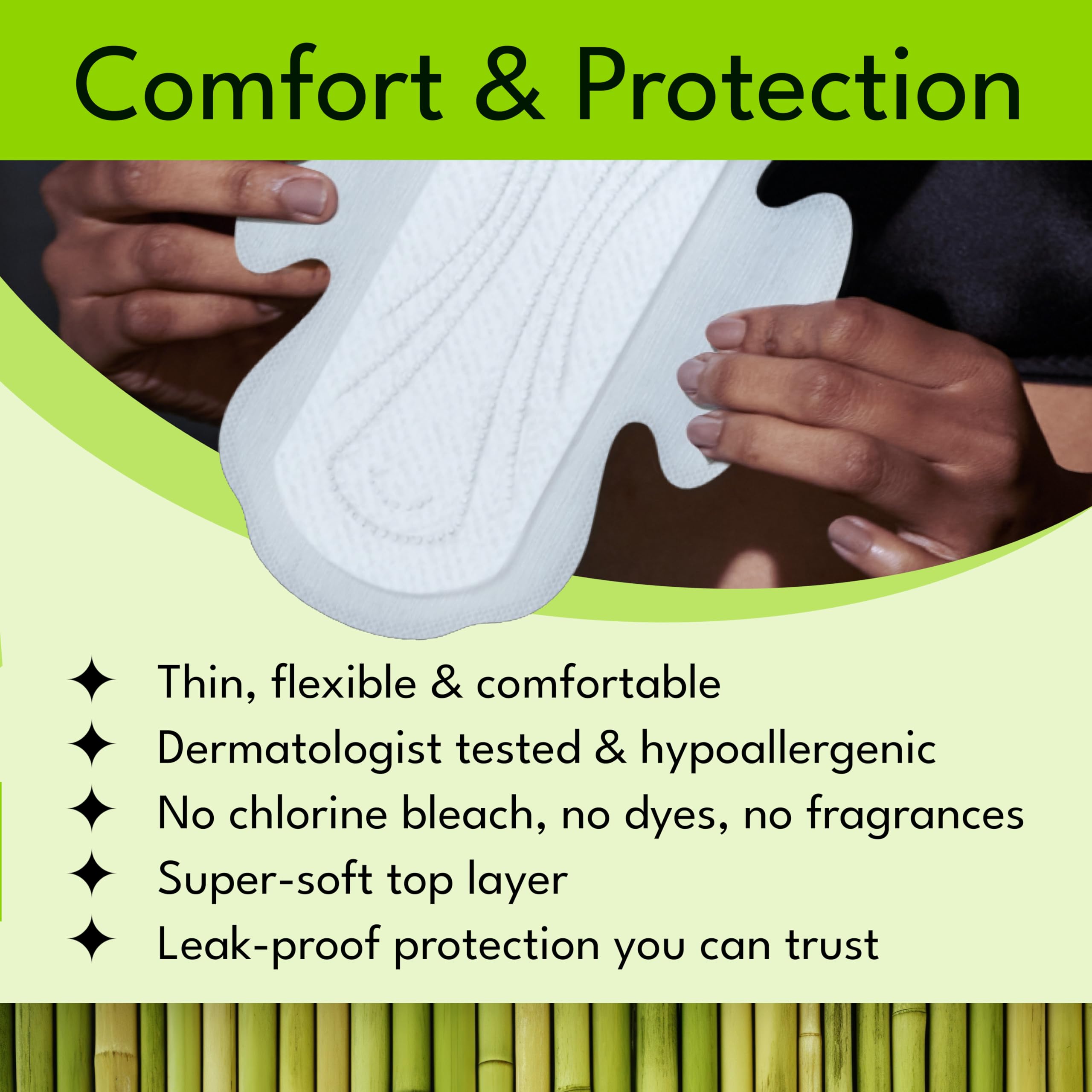 Sparkle Bamboo Ultra Pads | Plant Based Sanitary Pads for Women | Thin, Flexible, & Leak-Proof Sanitary Pads with Wings | USDA Certified Biobased, Chlorine-Free, Hypoallergenic | Regular, 40 Count