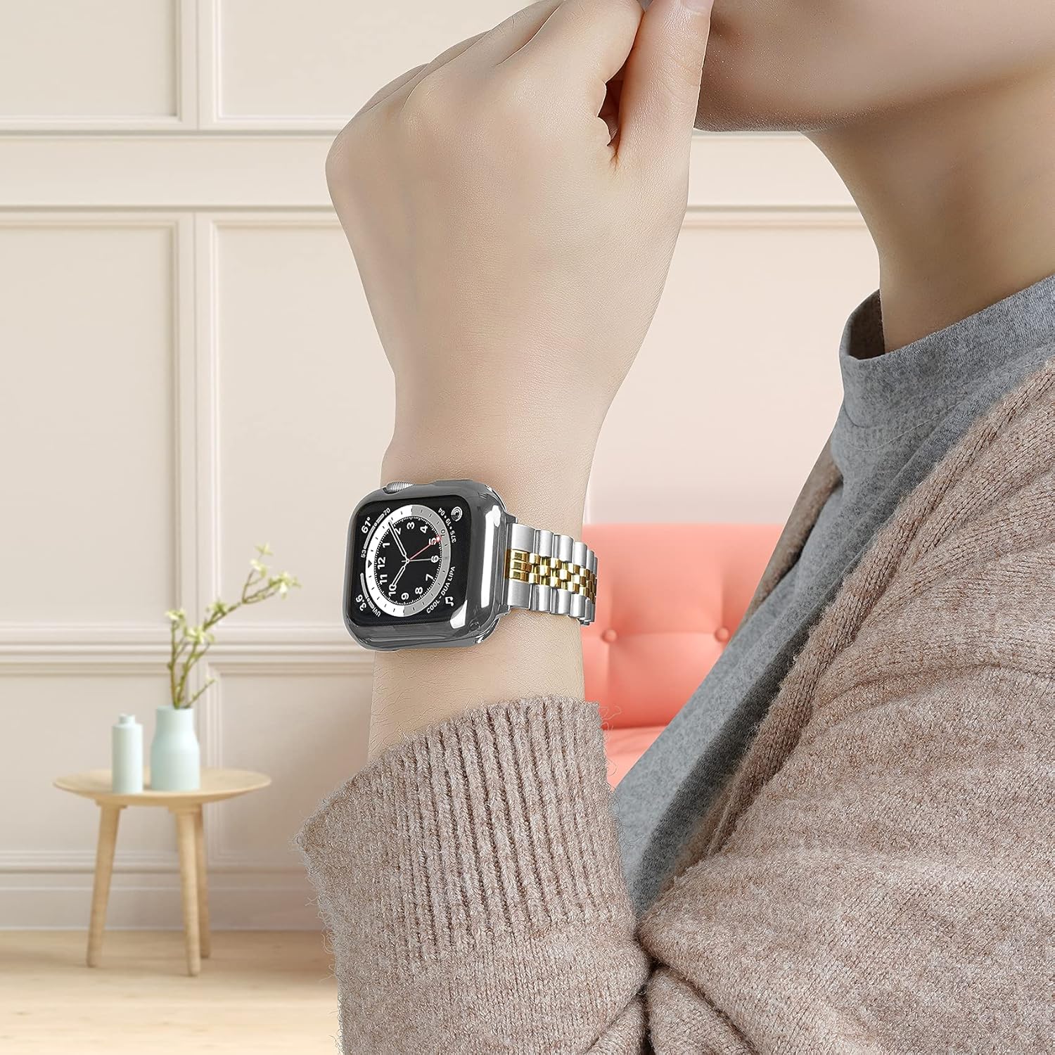 baozai Compatible Apple Watch Bands 46mm 45mm 44mm 42mm 41mm 40mm 38mm, Stainless Steel Band with Screen Protector Case for Apple Watch Series 11/10/9/8/7/6/5/4/3/2/1/SE3 - Image 8