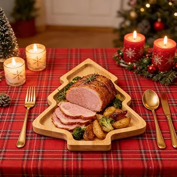 Christmas Tree Wood Serving Platters, Wooden Xmas Cutting Board Fruit Tray Holiday Cheese Board Xmas Tree Sushi Serving Tray Dessert Candy Dish