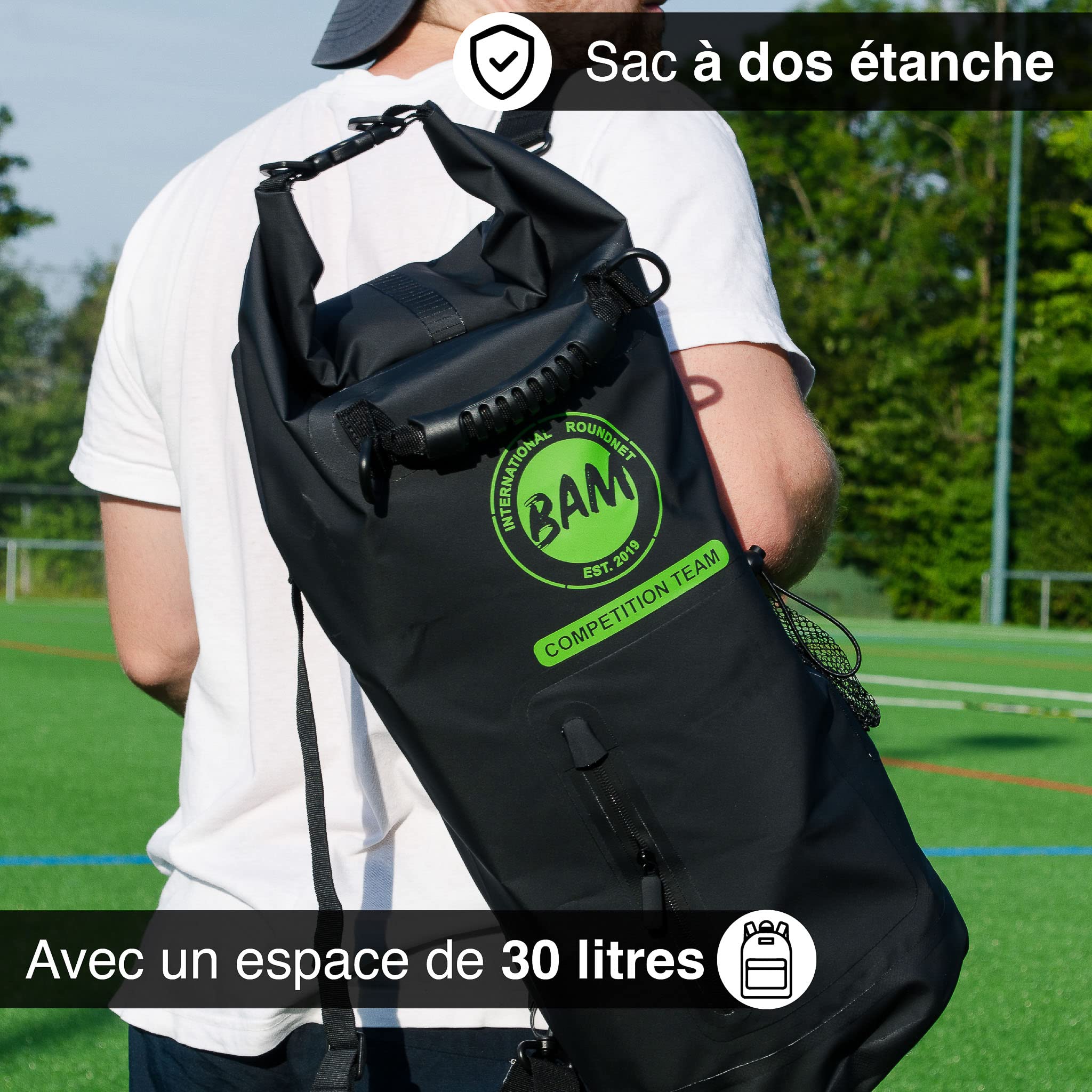 Roundnet Pro Set (édition tournoi) – Avec 3 balles nouvellement développées, sac à dos étanche, filet amélioré, cadre renforcé et pompe à ballon