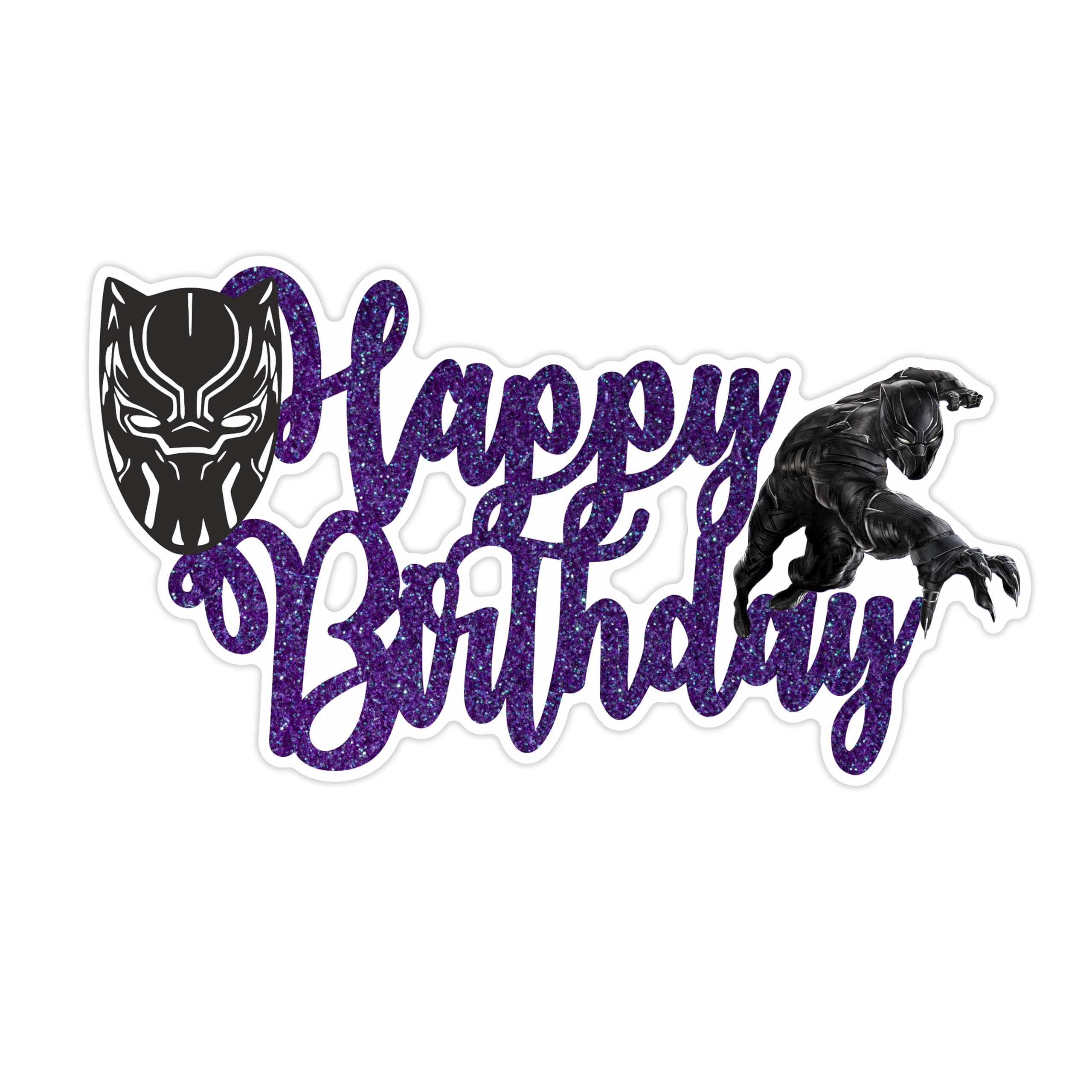 Blck Panther Happy Birthday Cake Topper - Birthday Decorations.