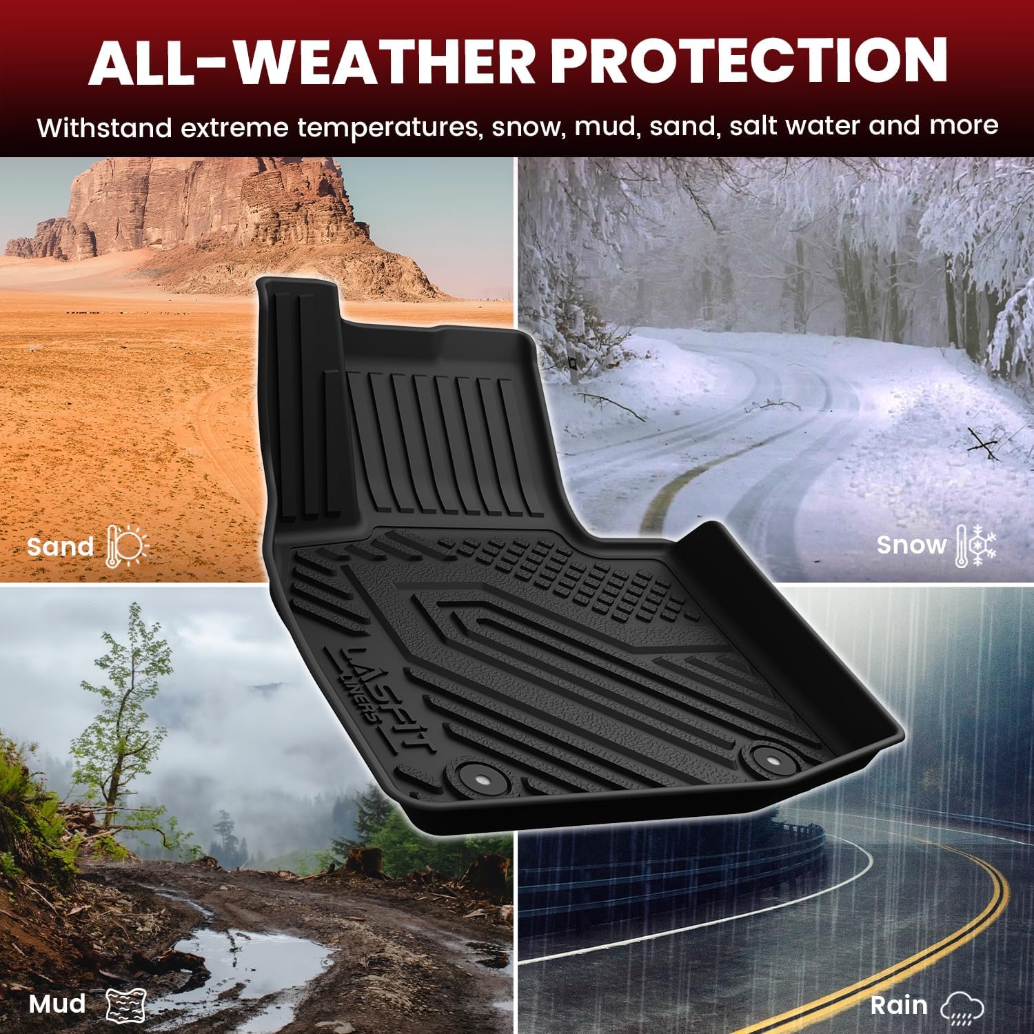 LASFIT Floor Mats & Trunk Mat for Mazda CX50 2025 2026 (Only Fit Hybrid) All Weather TPE Custom Fit CX 50 Floor Liners Car Mats Accessories, 1st & 2nd Row & Seatback & Cargo Mats for CX-50, Black