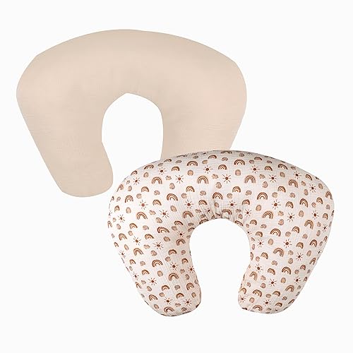 Fundas de almohada de lactancia de muselina de algodón neutrales, paquete de 2 fundas de almohada para lactancia materna, esenciales para lactancia