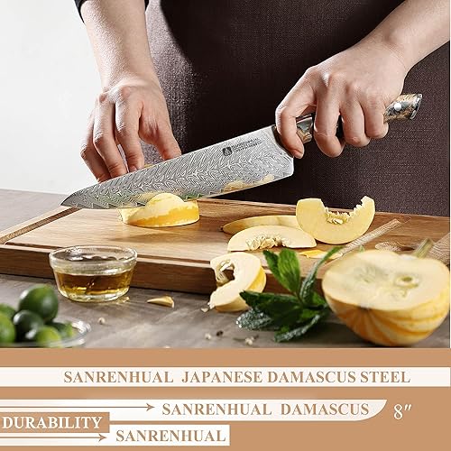 Miniatura 2 de Cuchillo de chef de 8 pulgadas (mango de resina y patrón de rosa)