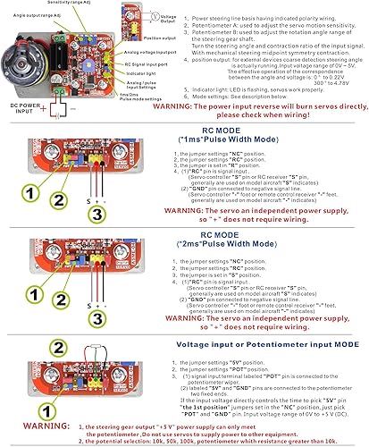 Miniatura 4 de ASME-05B 837.8 lbs.cm RC Servo de alta potencia de alta potencia de alta torsión de 300 grados Servo Dirección Engranaje DC 12-24V Manipulador