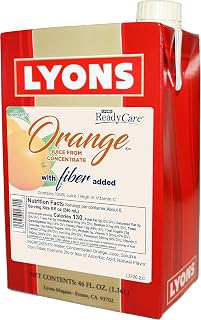 Lyons ReadyCare 100% Orange Juice with Fiber for Digestive Health - 46 fl oz Cartons (12 Pack)