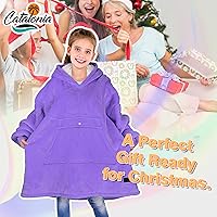 Vista 108 de Catalonia Blanket Hoodie for Kids, Oversized Wearable Sherpa Sweatshirt Pullover for Teens Youth, Gift Idea