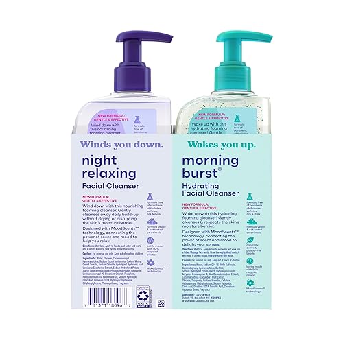 Miniatura 6 de Clean & Clear Paquete de 2 limpiadores faciales diarios de día y noche, limpiador facial hidratante matutino y relajante de noche de limpieza