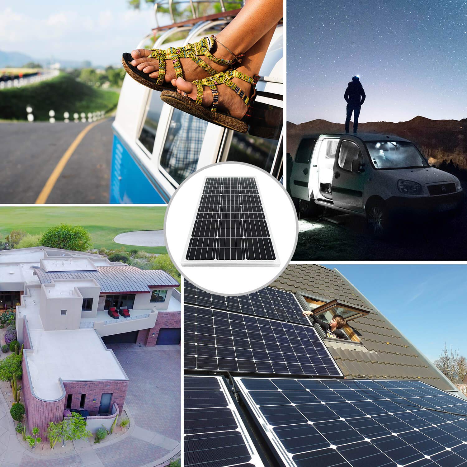 ECO-WORTHY - Pannelli solari monocristalini portatili da 200 W (2 pezzi da 100 W) da 18 V, batteria da 12 V, per camper, barca, camper