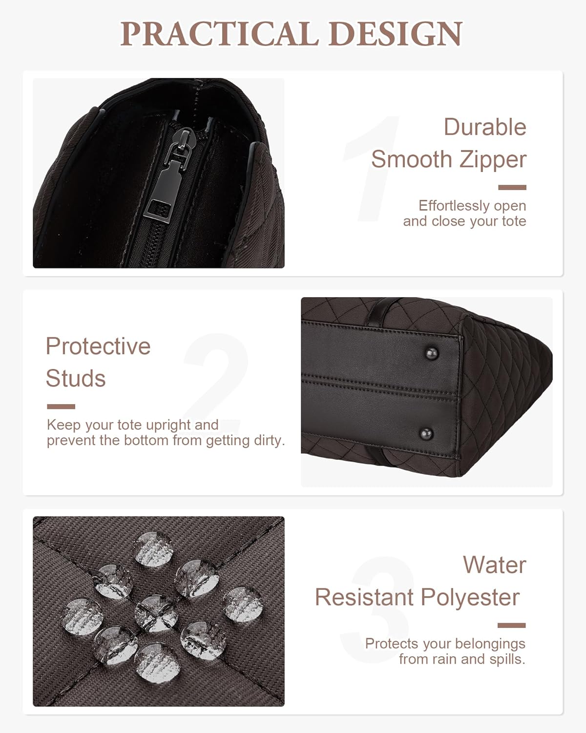 VASCHY Quilted Laptop Tote Bag for Women, Medium Puffer Work Shoulder Bag Purse