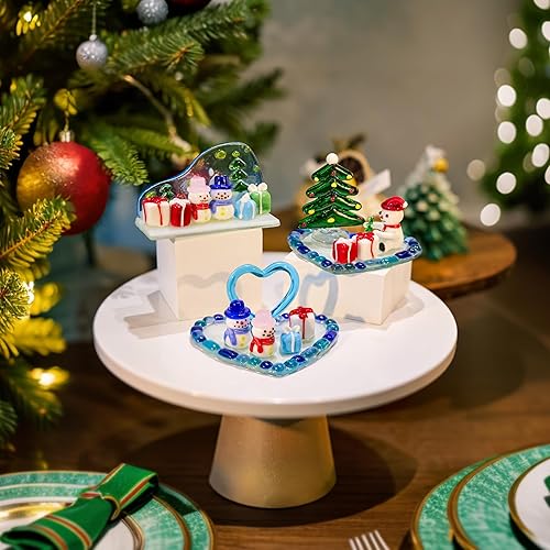 Miniatura 7 de H&D HYALINE & DORA Decoración de muñeco de nieve de vidrio soplado, adorno de muñeco de nieve de Navidad con caja de regalo, figuras de cristal