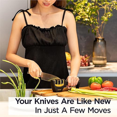 Miniatura 2 de Deiss PRO - Afilador de cuchillos de cocina y bolsillo de 3 etapas, afilador de cuchillas de grado profesional para cocinar, cazar y cuchillos de