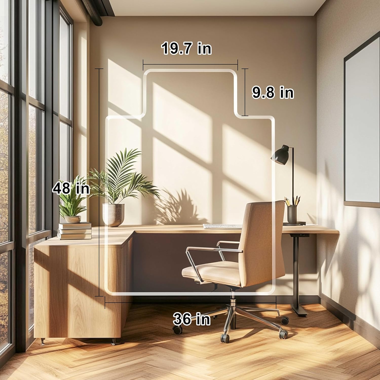 Beveled Edge Irregular Office Chair Mat with Lip for Carpet or Hardwood Floor Crystal Clear 36" x 48" Smooth Glide and Easy Roll On/Off, Heavy Duty and Non-Slip Pad Floor Chair Mat with Lip