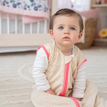 HALO Sleepsack Ideal Temp, Baby Wearable Blanket, TOG 1.0, Oatmeal/Pink, Medium