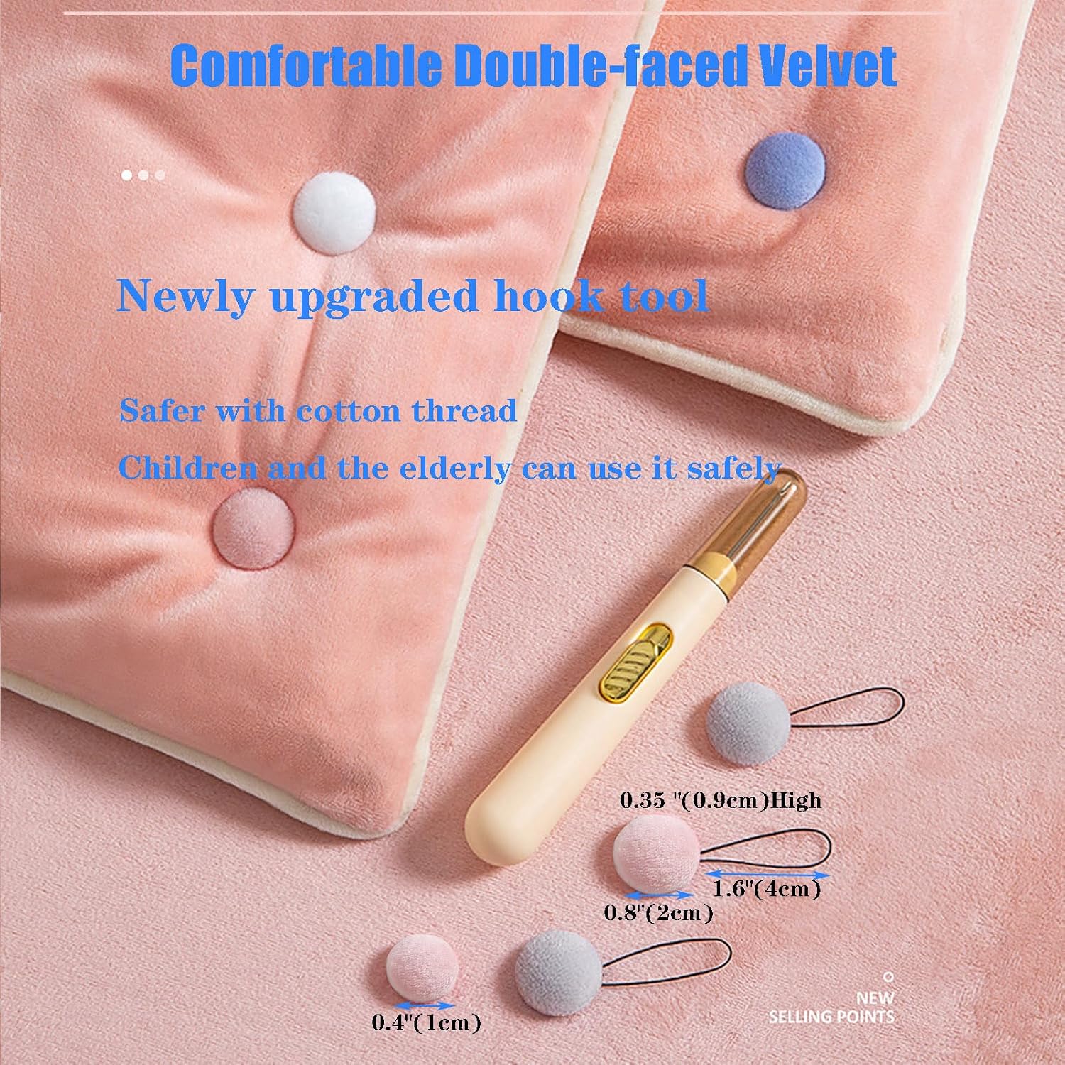24 Pieces of Double-Sided Cotton Hook Quilt Fixer with Hook Device Use as Duvet Donuts Curtain or Drape Pins or to Secure Upholstery (24, Round & Gray)