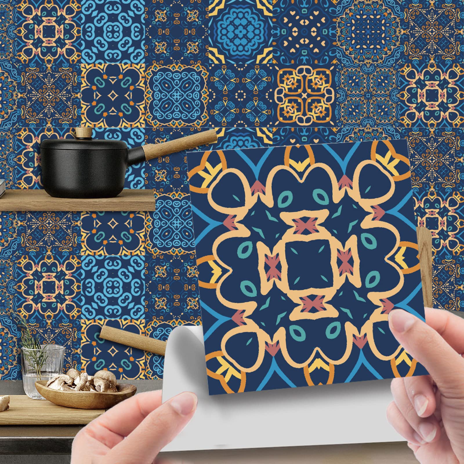 Tile Stickers, Splashback Peel and Stick Floor Tiles 3D Self Adhesive Wall DIY Art Home Decorations(15x15cm)