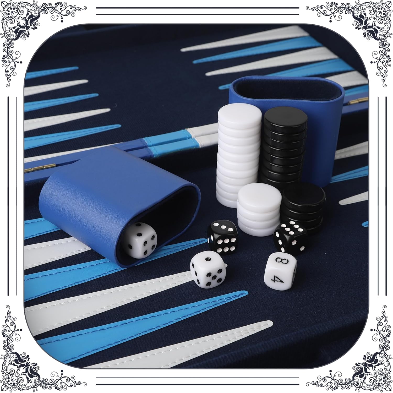 Froggod 15 inch Backgammon Sets for Adults - Classic Board Game for Adults - Portable Travel Backgammon Set for 2 Players - Perfect Adult Board Games for Gifts & Family Fun(Vivid Blue)