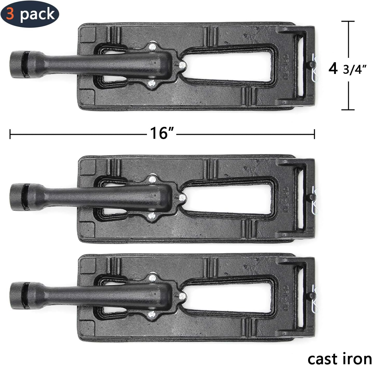 Hongso 16 inch Cast Iron Burner Pipe Tube Set Replacement Parts for Members Mark Y0101XC Y0660LP Y0600LP2 Y0005XC-2 Sam's Club, Grand Hall Y0005XC, Y0005XC-1 CISC Gas Grill, Set of 3 (CBI251)