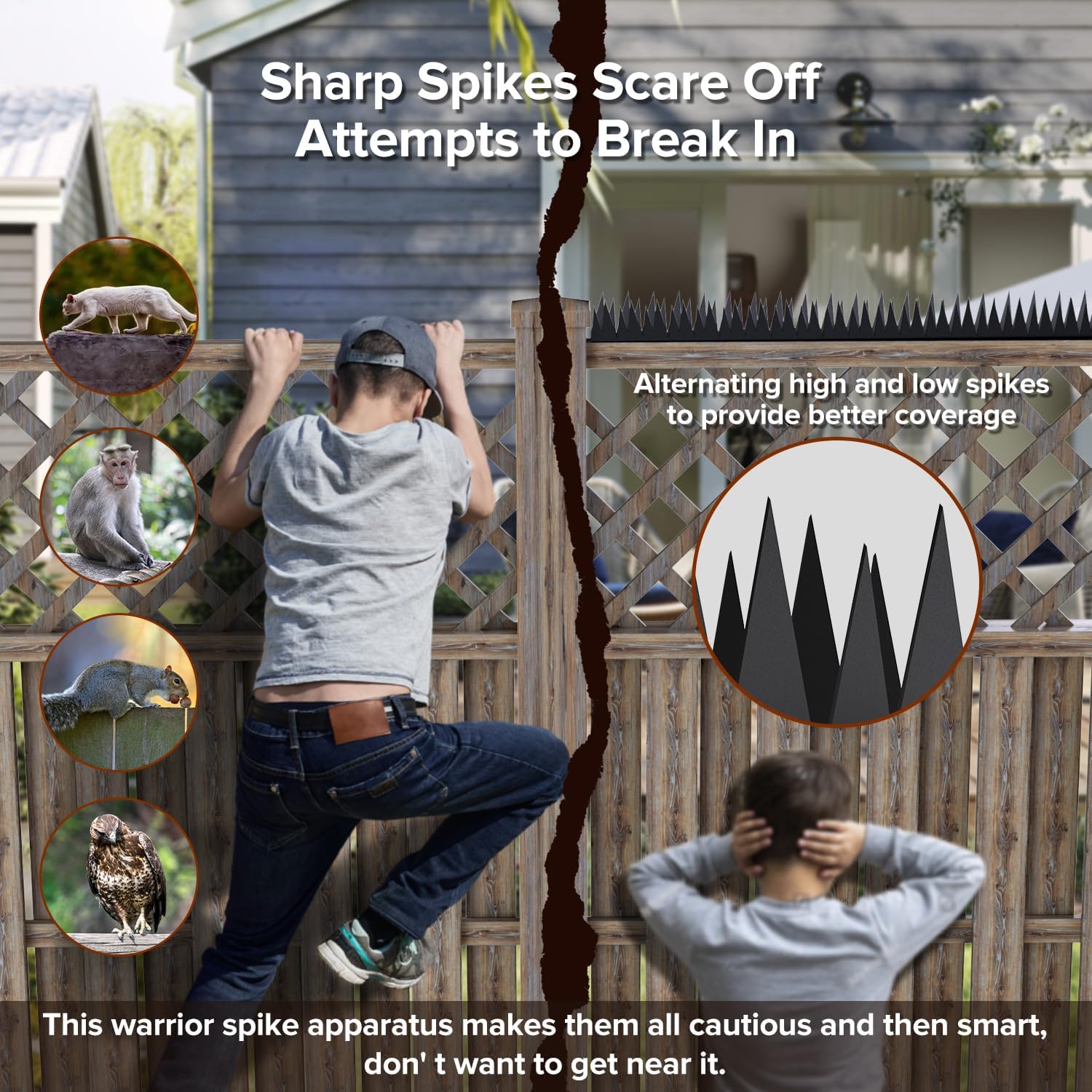 Anti Climb Security Spikes for Outdoor Walls，Intruder, Thief, and Animal Deterrent Spikes, Suitable for Home and Garden Fences, Fits Various Lengths - Heavy Duty. (A 12PCS Total Length: 188.9 in)