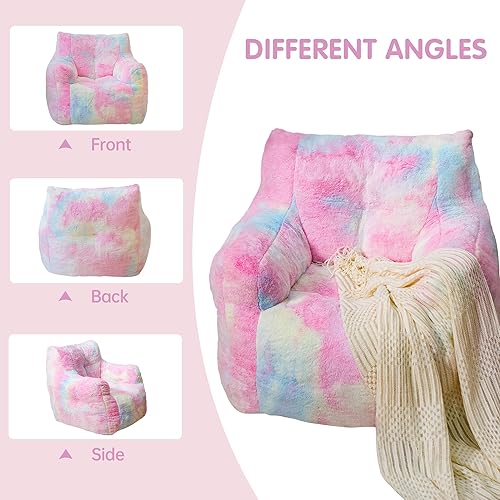 Miniatura 7 de LinkRomat Puf con relleno, 39 pulgadas de ancho, coloridos puf gigantes con funda de piel sintética y relleno de esponja, sillas de puf para