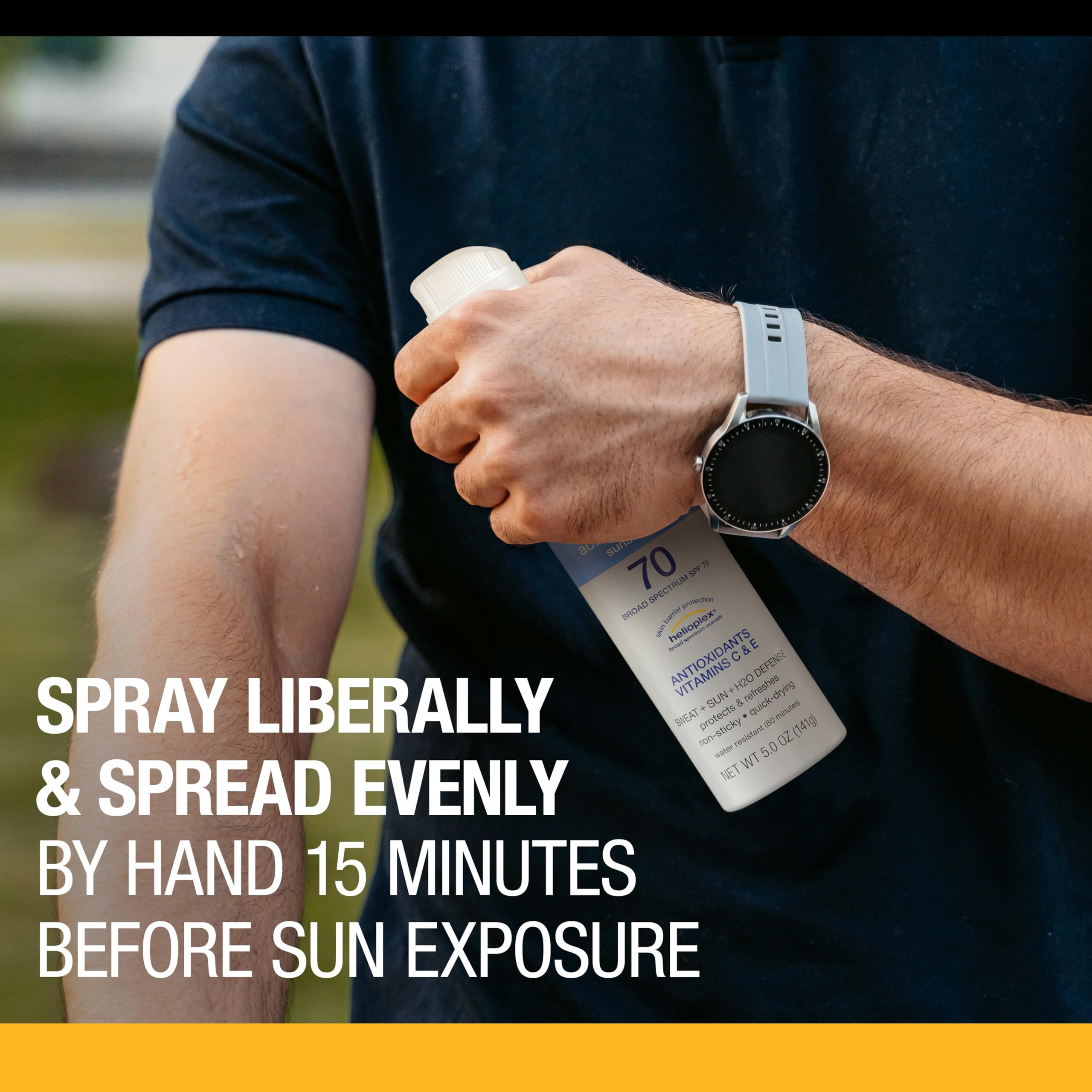 Neutrogena Sport Active Defense SPF 70 Lot de 2 sprays de protection solaire résistants à la transpiration et à l'eau avec protection du spectre large pour la prévention des rayons du soleil, sans