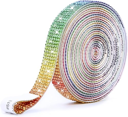 Miniatura 21 de Tiras de diamantes de imitación autoadhesivas de 6.6 yardas, adhesivo de diamantes de imitación de cristal con diamantes de imitación de 0.079