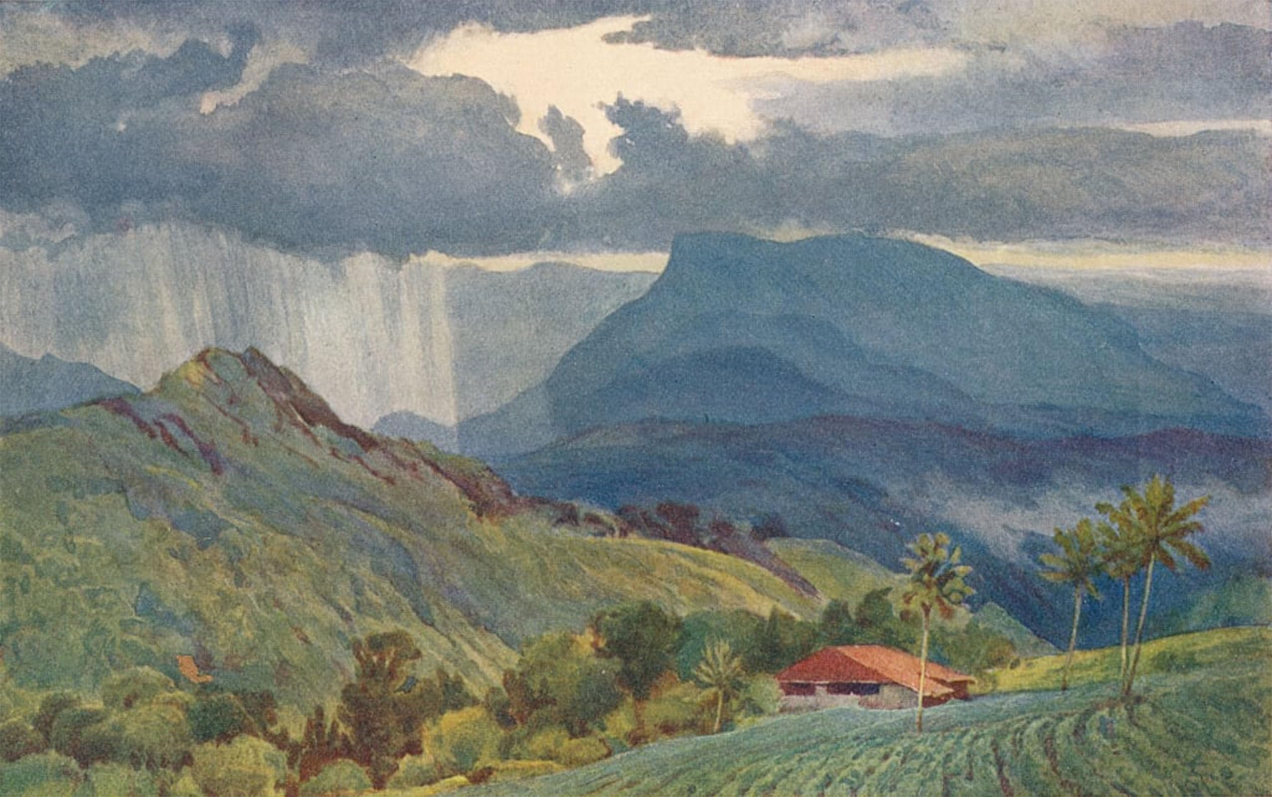 POSTERIIk Vintage Print Pop Art Landscape Artwork a Tropical Shower by Alexander Henry Hallam Murray Art Prints for Office Home Decor 60x90cm