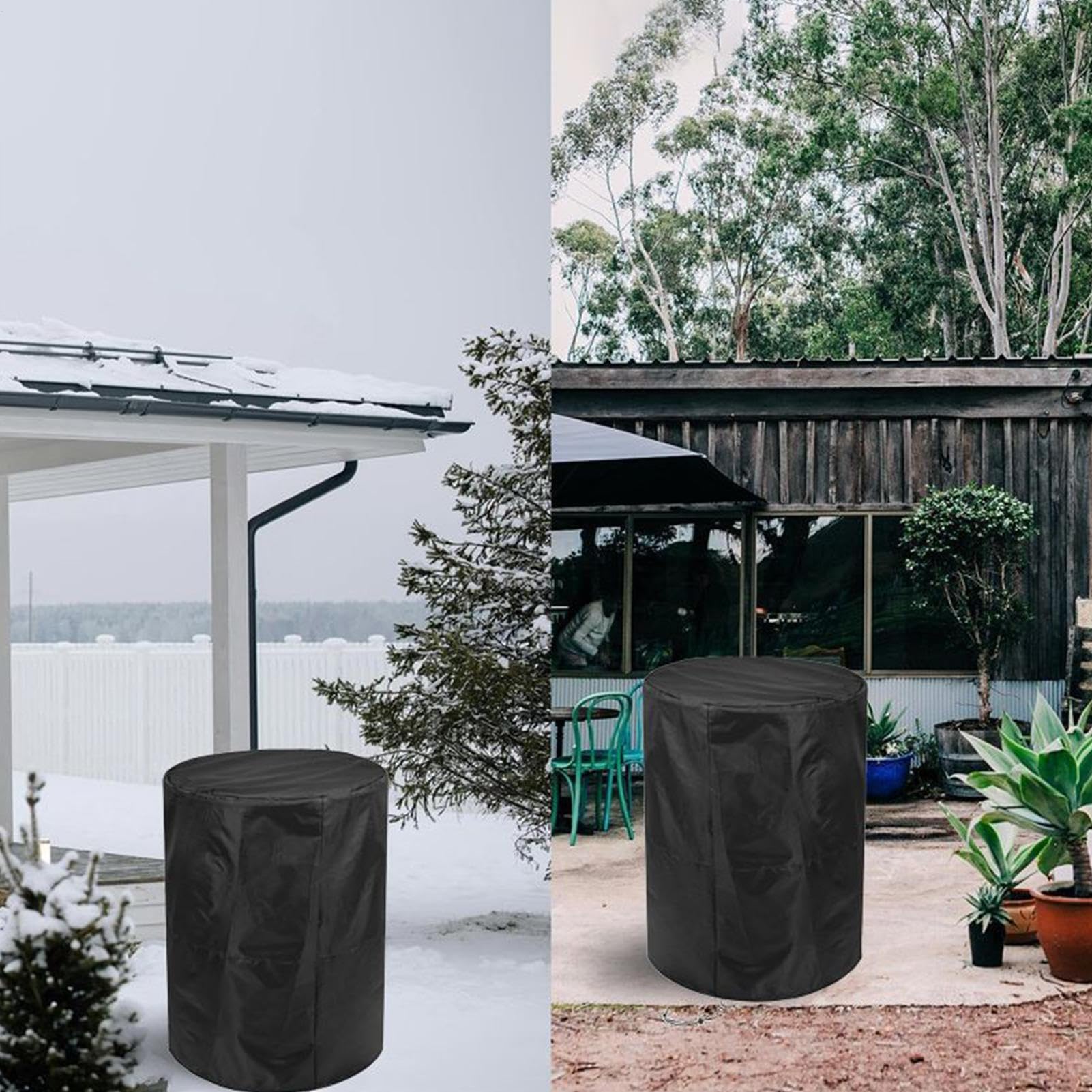 Housse de protection pour tonne à eau imperméable, bâche complète en tissu Oxford, adaptée pour tonne à eau étroite, baril de pluie, baril à vin, coupe-vent, résistante à l'hiver, résistante aux