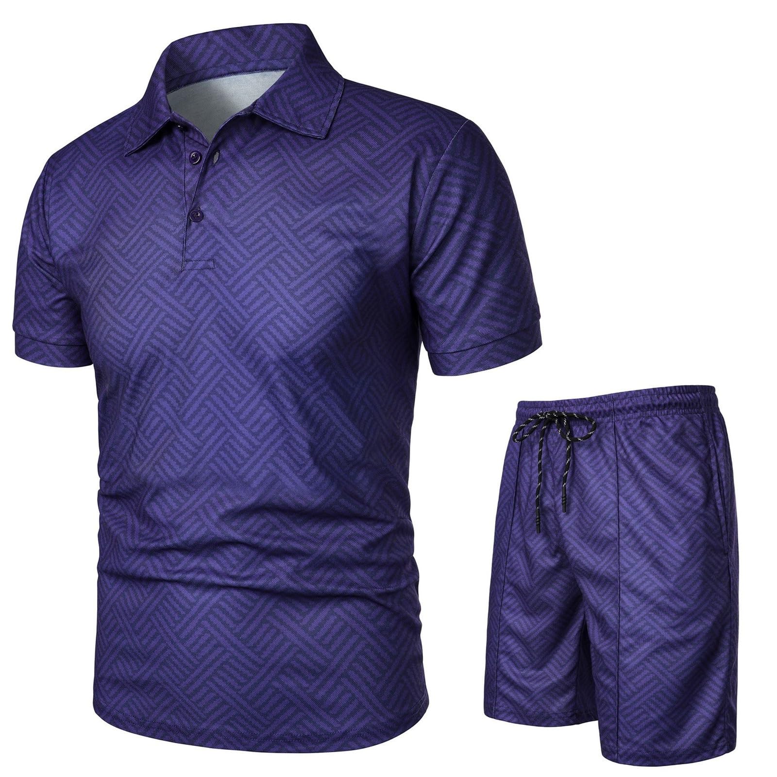 Conjunto de chándal para hombre de verano, traje deportivo de 2 piezas, conjunto deportivo, camiseta de manga corta y pantalones cortos, conjunto de tiempo libre, polo de negocios, camisa con media