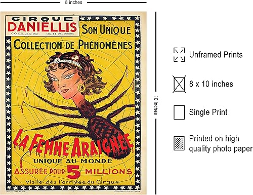 Miniatura 2 de Poster Master Póster vintage de mujer araña, impresión retro de La Femme Araignee - Arte de publicidad de circo - Regalo para él, ella, hombres,