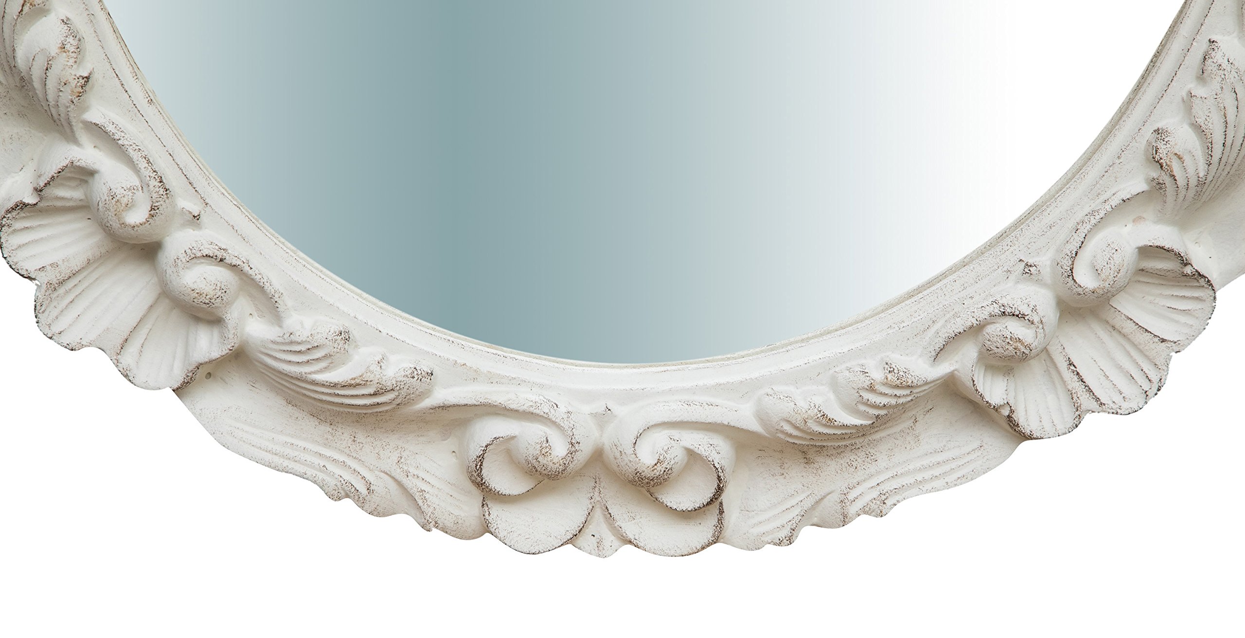 Biscottini - Espejo de Pared de Madera con Acabado Blanco Envejecido, 54 x 4,5 x 54 cm - Espejo de Pared para Dormitorio - Espejo con Marco - Espejo Vintage