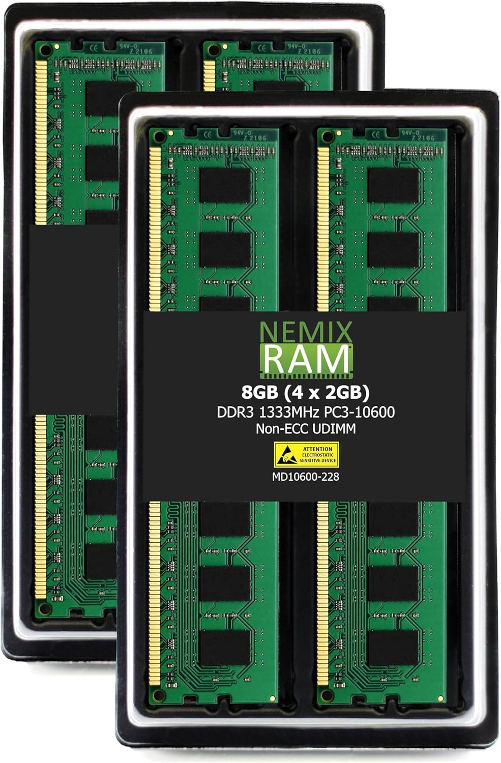 NEMIX RAM 8GB (4X2GB) DDR3 1333MHz PC3-10600 2Rx8 1.5V 240-PIN Non-ECC UDIMM Unbuffered Desktop Memory KIT